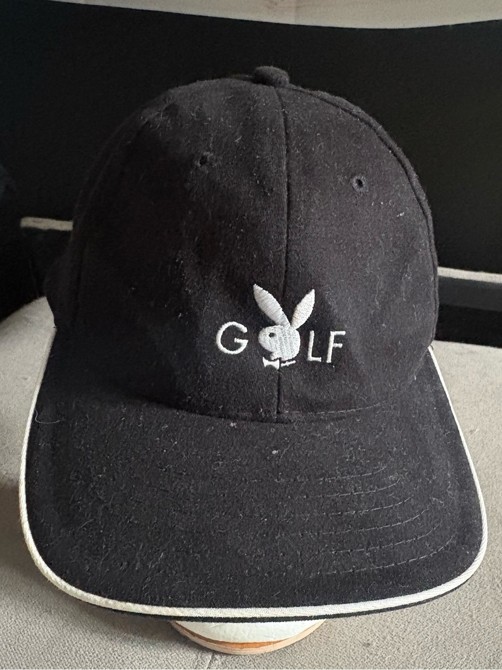 PLAYBOY Black Baseball Cap with White Logo and Trim